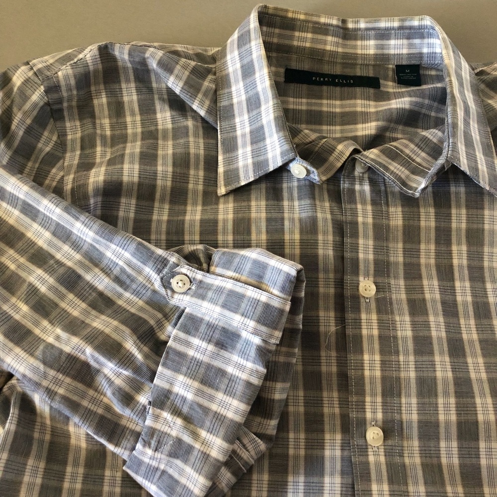 Grey, long sleeved shirt, plaid